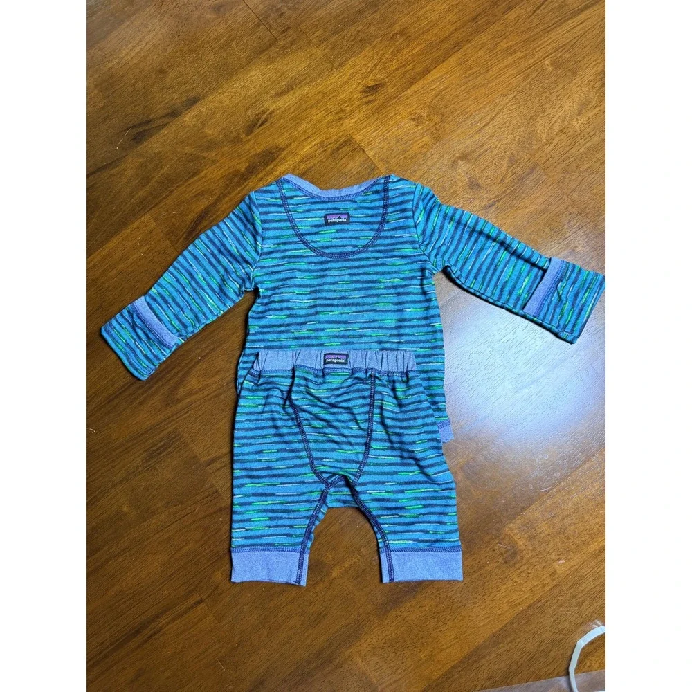 Patagonia Infant Capilene Baselayer Set Newborn 0-7lbs Striped EUC